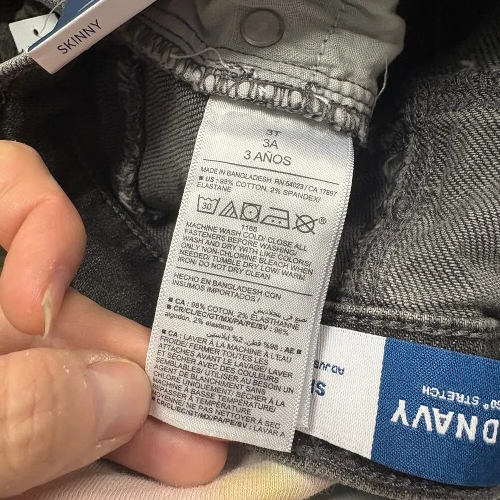 Old Navy 360 Stretch Skinny Jeans Toddler Boys 3T Black Gray Wash New